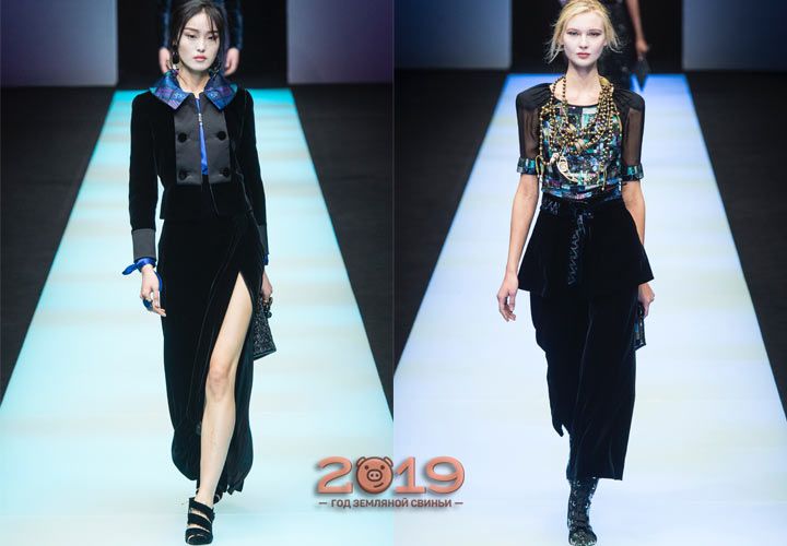 Оксамит модні моделі суконь Армані на 2019 рік