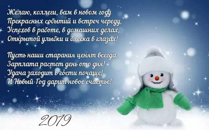 Красива новорічна листівка з сніговиком на 2019 рік