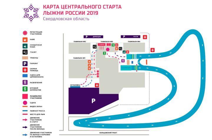 Карта змагання Лижня Росії 2019 року