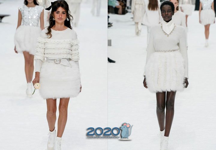 Білі хутряні спідниці колекції Шанель осінь-зима 2019-2020
