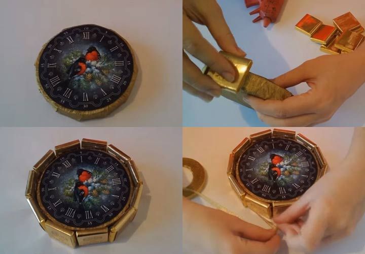 Новорічний годинник з цукерок покрокова інструкція крок 2