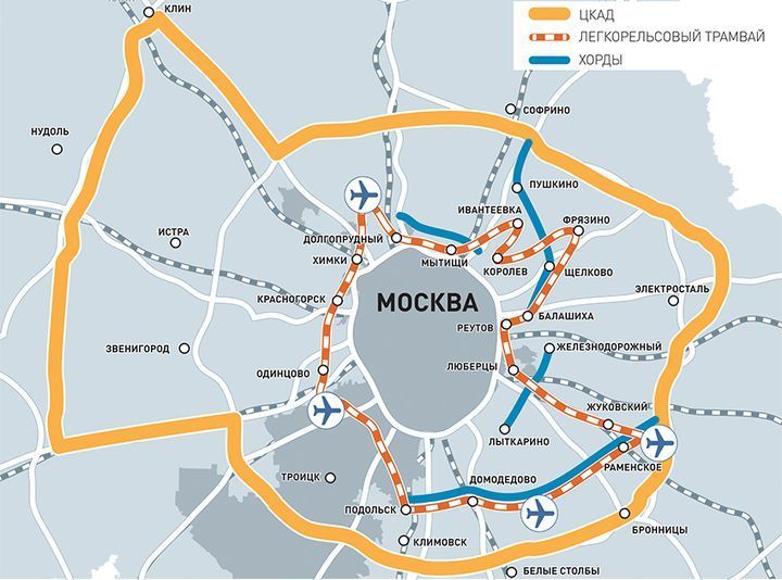Схема наземного метро Підмосков'я