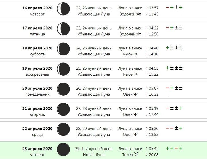 Місячний календар посадки цініі