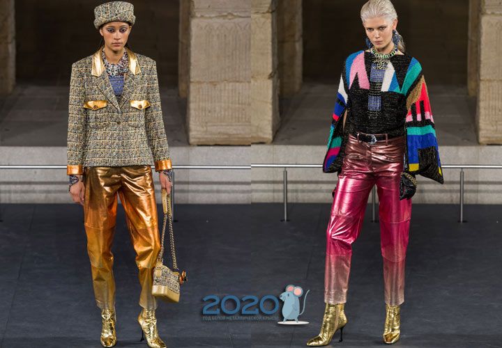 Яскраві різнокольорові штани від Шанель на 2020 рік