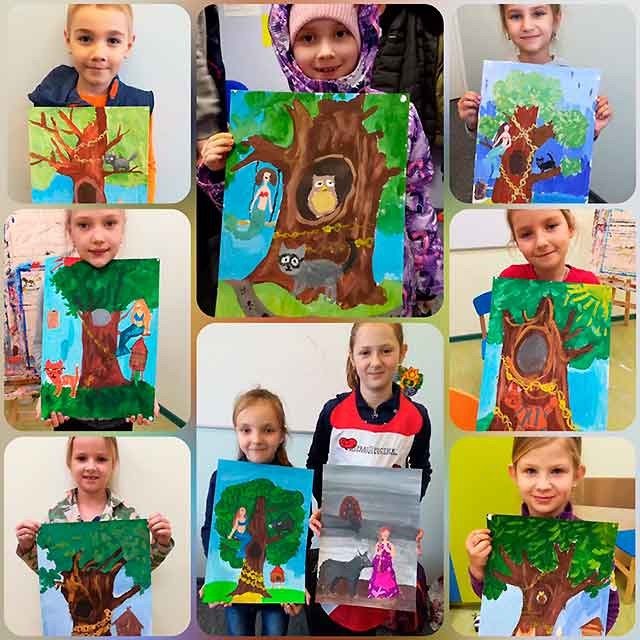 барвисті малюнки дітей у лукомор'я дуб зелений
