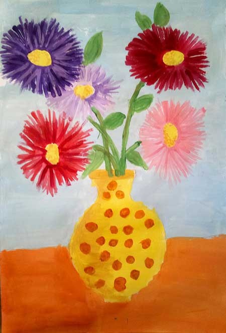 букет квітів фарбами малюнок