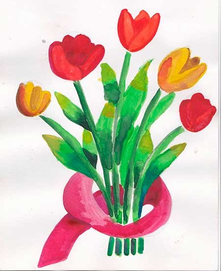 малюнок букета квітів фарбами