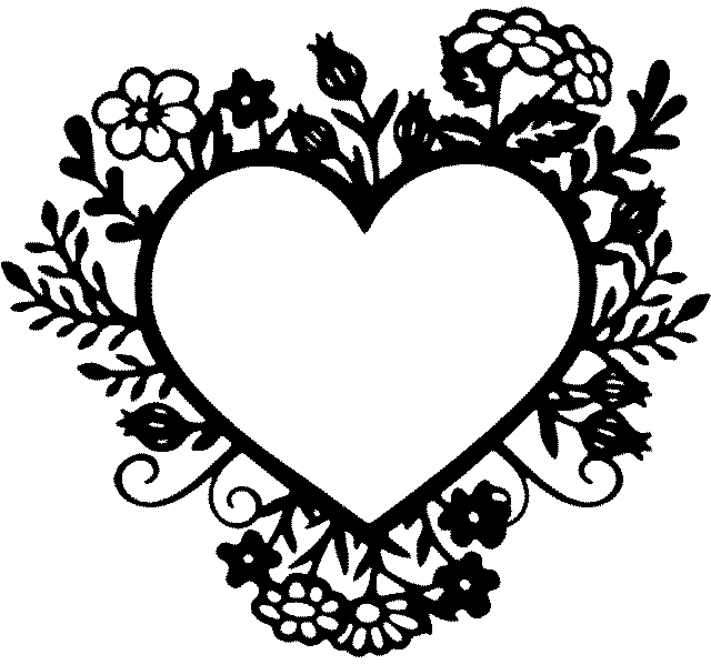 шаблон серця з квіточками