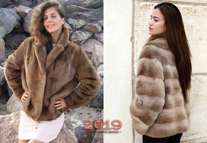 Коротка світла норкова шуба зима 2018-2019