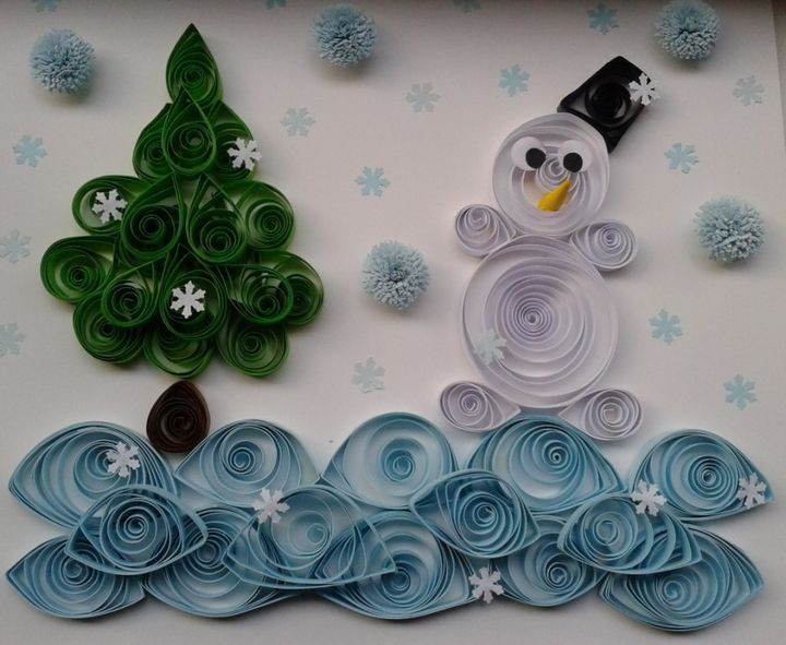 Новорічний плакат в техніці квіллінг